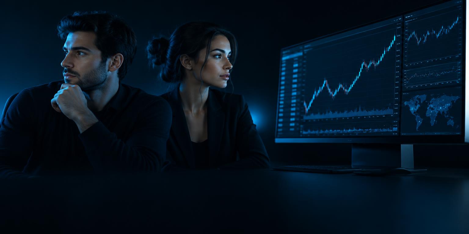 Traders beside financial market charts